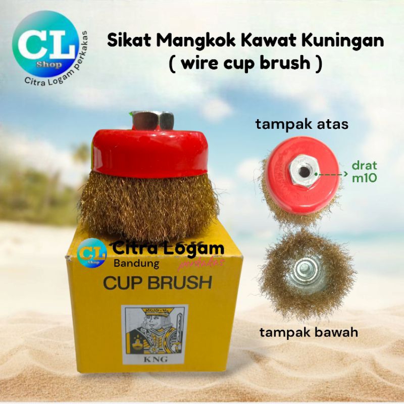 SIKAT MANGKOK KAWAT KUNINGAN untuk mesin gerinda 4" / mesin bor 10mm sikat karat besi polishing whee