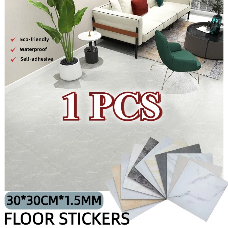 1pcs Lantai Sticker Vinyl /Stiker Lantai Marmer Glossy /Wallpaper Lantai Tahan Air /Wood Flooring 30