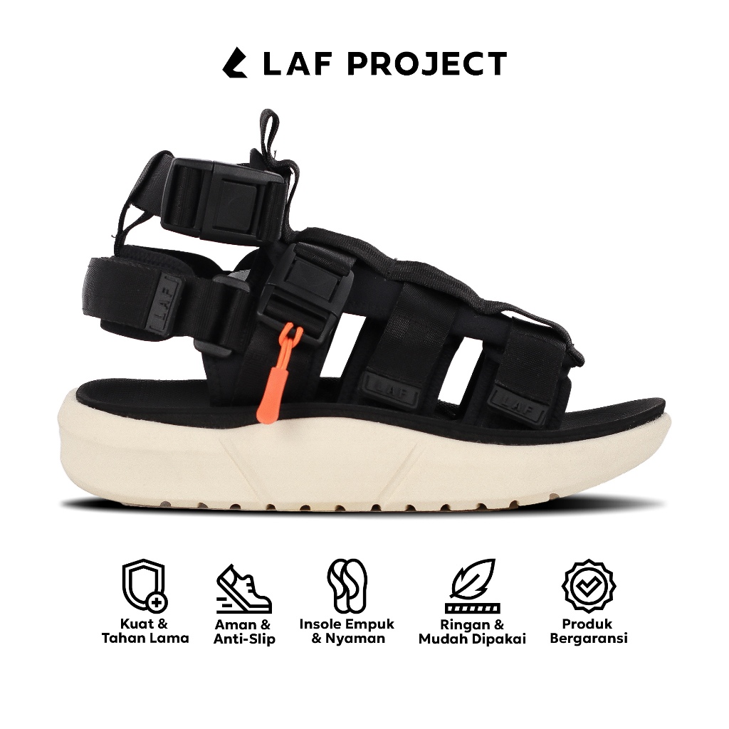 LAF Project - Sandal Traveling Pria Wanita Sendal Casual Hitam Putih - Montagne