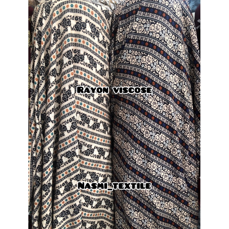 kain katun rayon viscose premium motif bunga kecil salur | harga per setengah meter