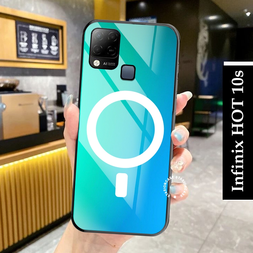 Softcase Glass Hp Infinix Hot 10s NFC Terbaru  Case kaca kilau buat infinix motif new [megasafe] Sta