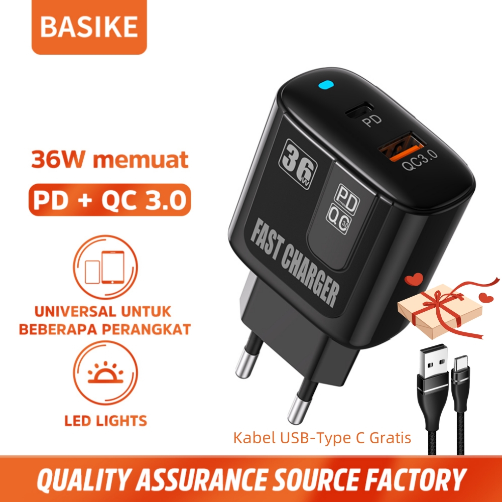 BASIKE Kabel Charger Fast Charging with Kabel Data Type C Micro Lightning for iPhone Samsung Xiaomi