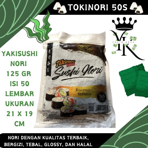 

NORI 50 LEMBAR YAKI SUSHI (HALAL) / NORI 50 SHEETS RUMPUT LAUT PANGGANG ROASTED - TOKINORI