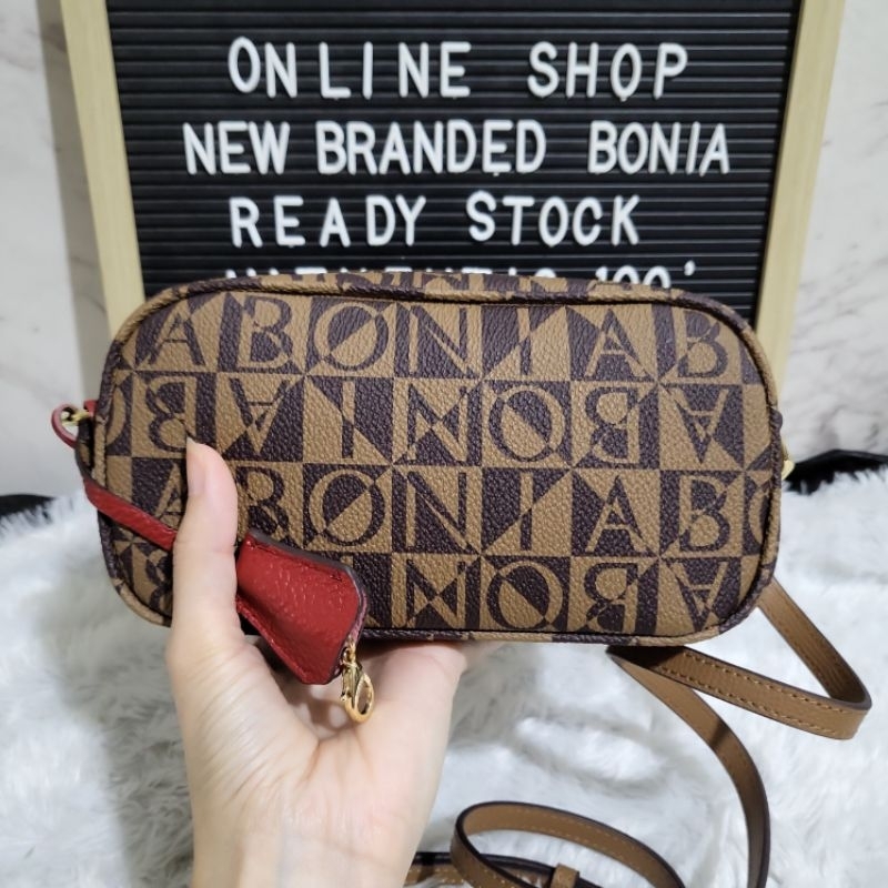 tas bonia original sling bag mini tabung monogram