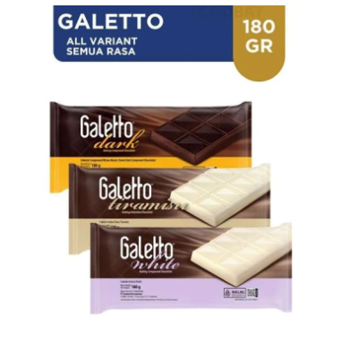 

Galetto Chocolate / Coklat Batang Bahan Kue / Dark / White / Tiramisu - 180g & 250g