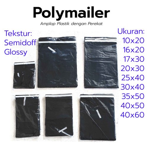 

Eceran Pastik Packing Plastik Lem Polymailer Hitam Glossy Bali Pembungkus Paket