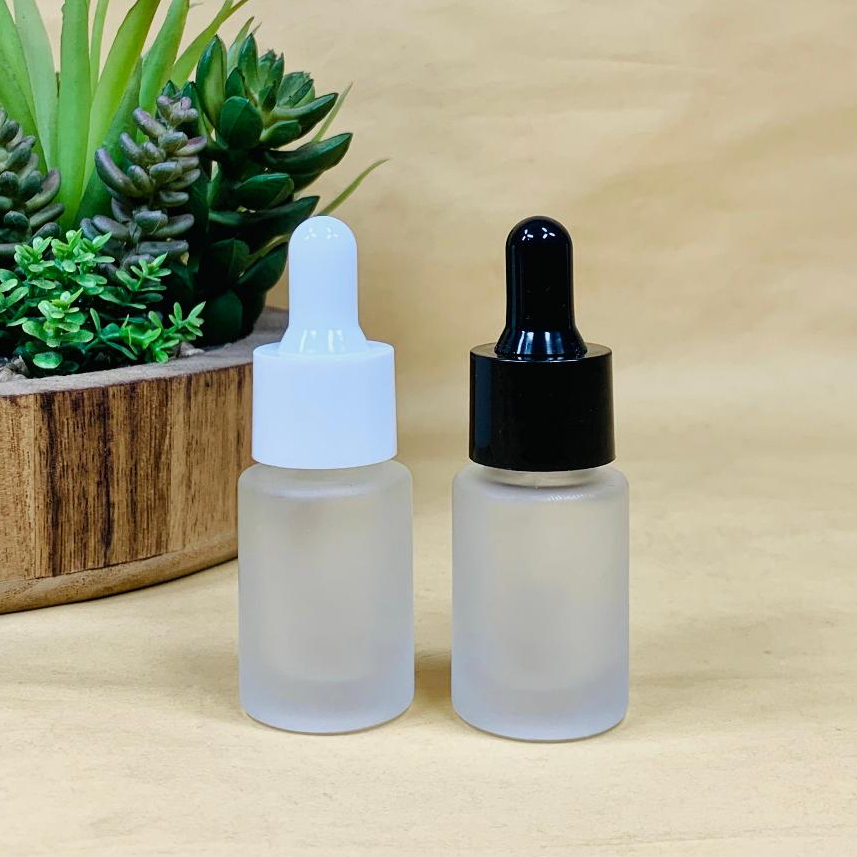 Botol Kaca Pipet 15 ML Natural Frosted Bahu Datar / Botol Serum 15 ML / Botol Pipet 15 ML / Botol Ka
