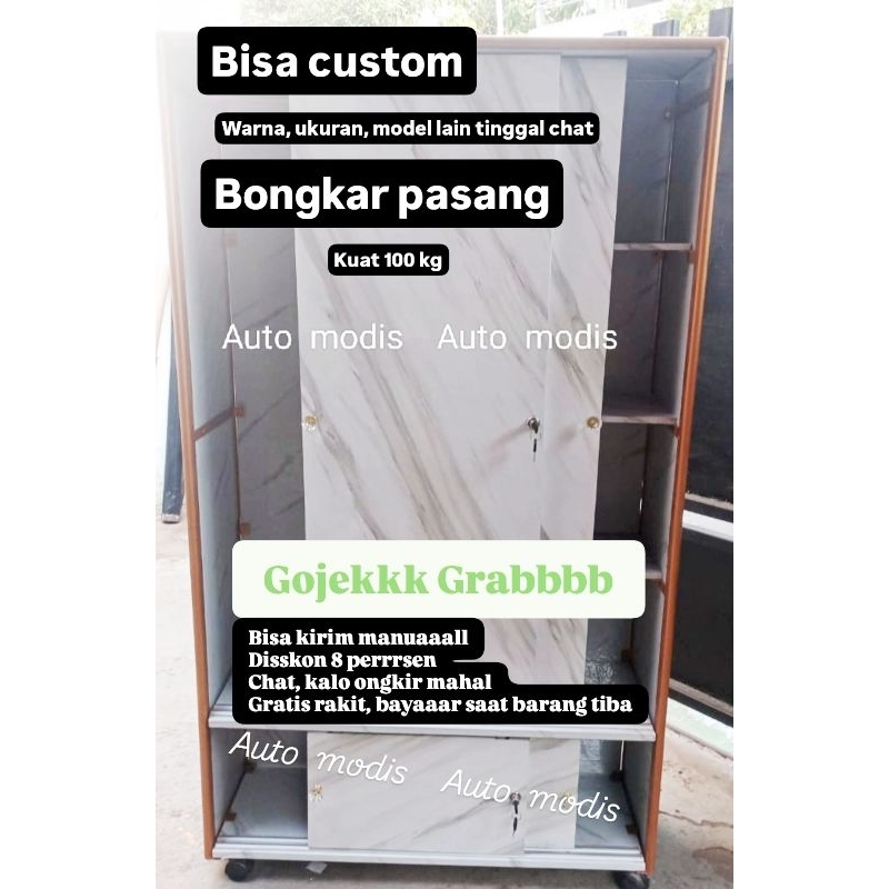 LEMARI PAKAIAN RAK BAJU KAYU ANTI RAYAP ANTI KARAT BONGKAR PASANG LEPAS KNOCK DOWN RAKIT PLASTIK BES