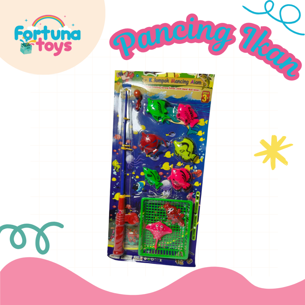 Fortuna Toys | Mainan Anak Pancing Ikan/Mancing Mania/Set Alat Pancing Magnet dan Ikan Warna Warni