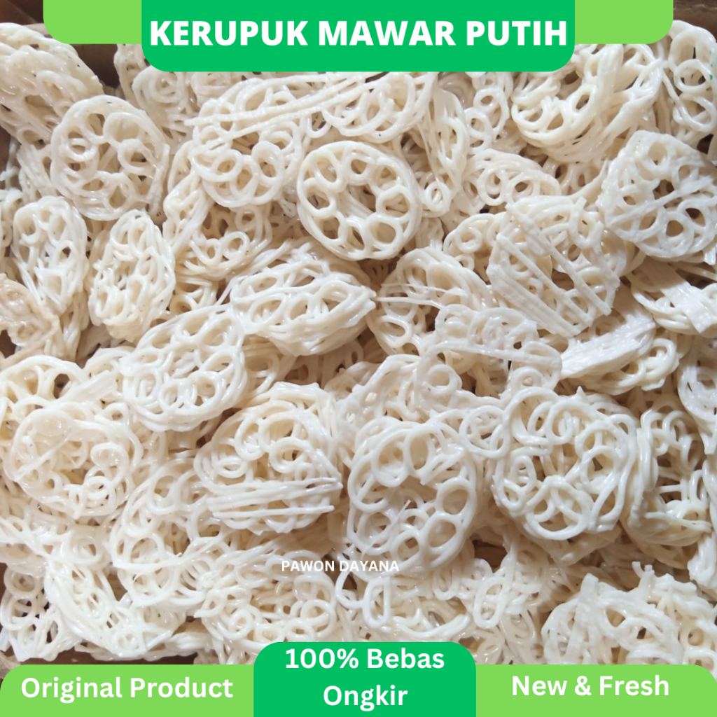 

Kerupuk Mawar Putih Kecil Mentah / Kerupuk Seblak Mawar / Kerupuk Keriting / Kerupuk Kembang