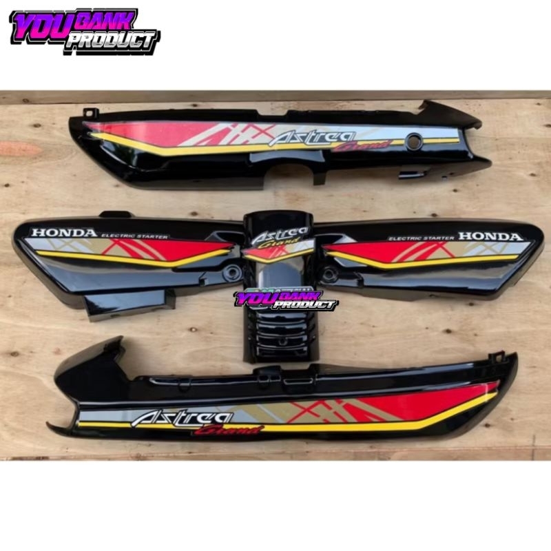 Cover body set astrea grand bulus striping merah gold 93 honda astrea grand bulus grand pacul
