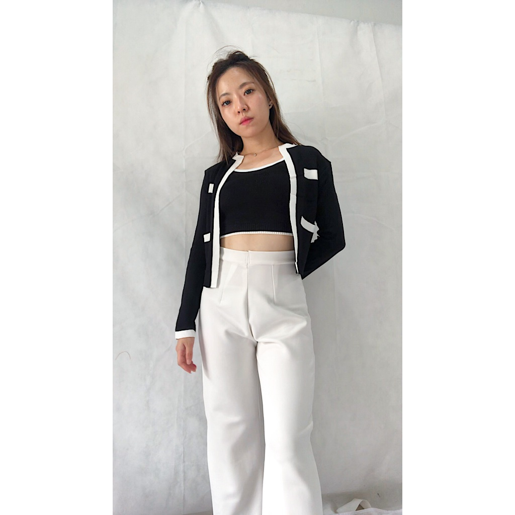 Hebe Set Cardigan Set Baju Wanita Rajut Korean Set Knit Cardigan Enore Label Bali
