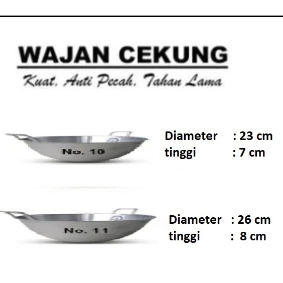 wajan kuali KECIL Gajah No.10 11 Cekung penggorengan cekung tebal murah wajan penggorengan No.10 11 