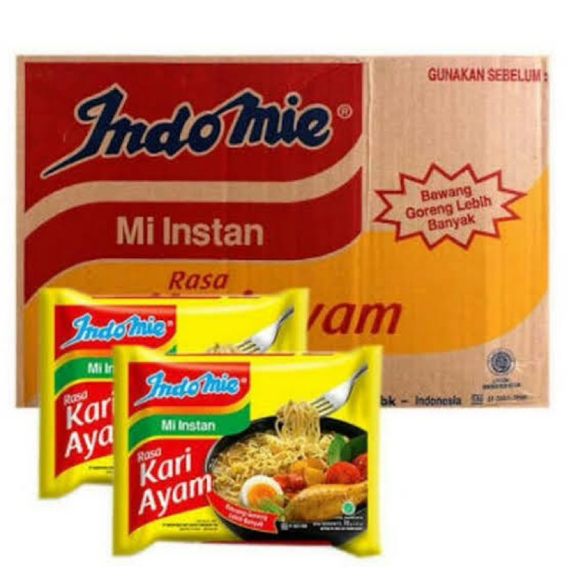 

indomie mie instan rasa kari ayam kemasan kardus box dus