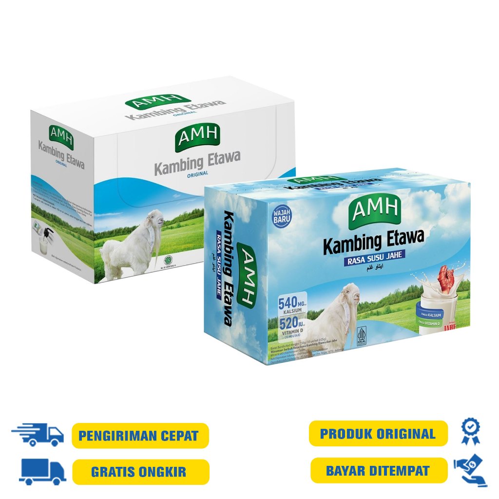 

AMH Susu Kambing Etawa - Original 24 G.R 10'S | Jahe 25 G.R 10'S