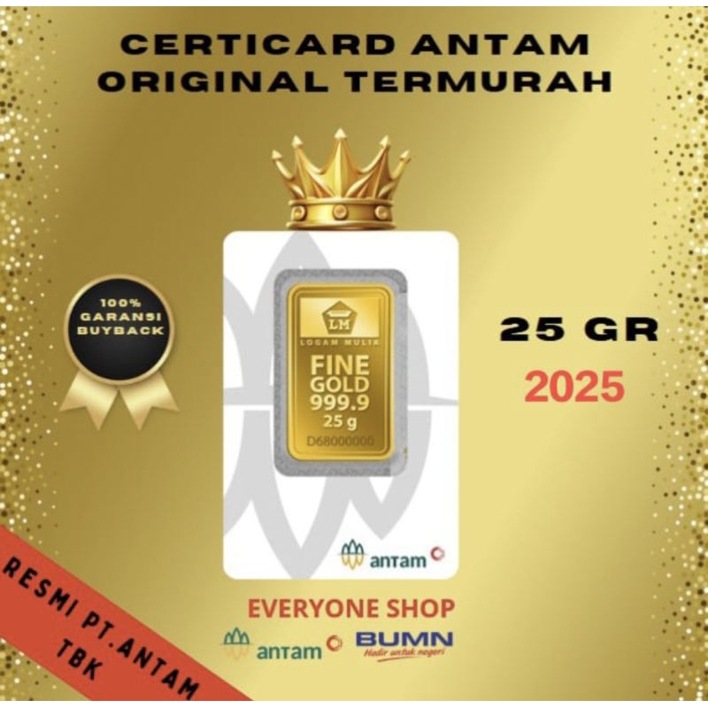 LOGAM MULIA EMAS ANTAM 25 GRAM