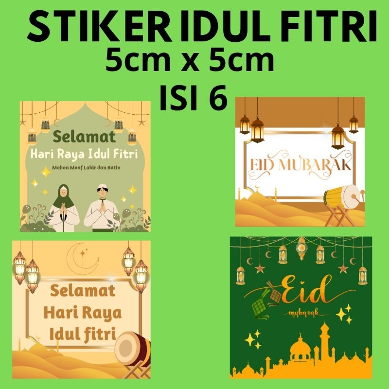 

Stiker kotak idul Fitri 5x5cm Isi 6 stiker snack lebaran murah