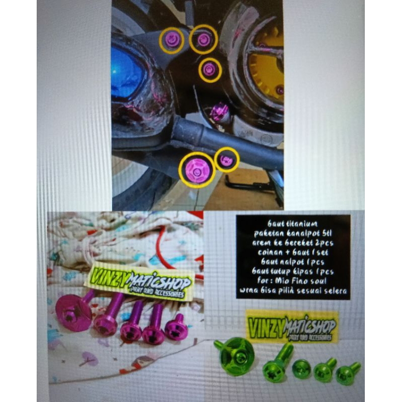 paketan baut knalpot titanium Mio Fino soul