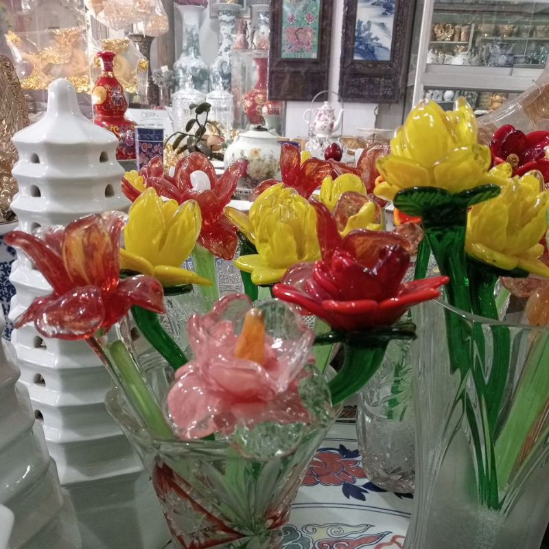 pajangan bunga kristal Tinggi 30cm