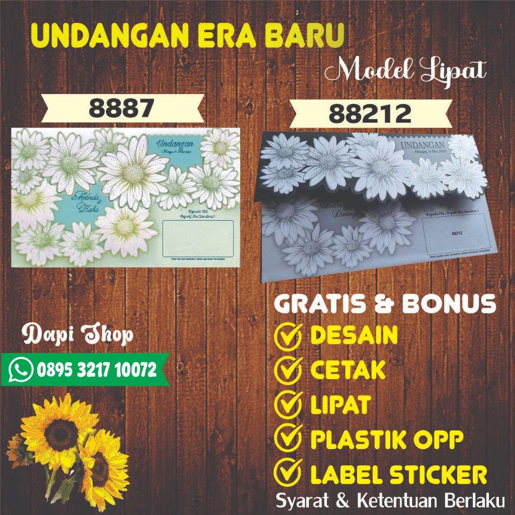 Erba 8887 dan 88212 Print / Cetak Undangan Hajatan Pernikahan Blangko BC Model Amplop Lipat