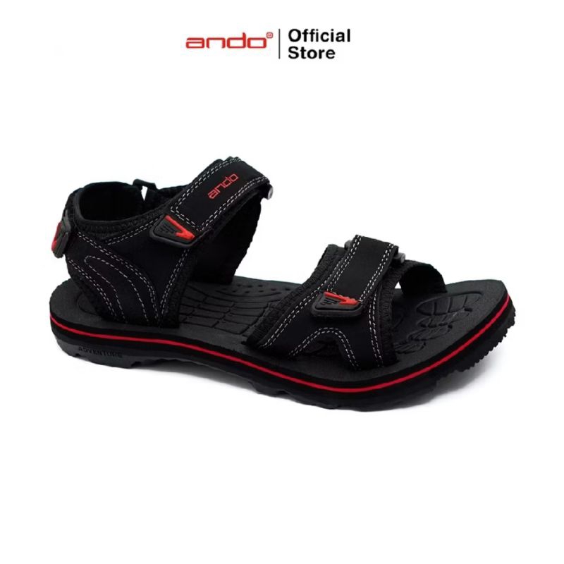 Ando Official Sandal Gunung Bently Pria Dewasa - Hitam/Merah
