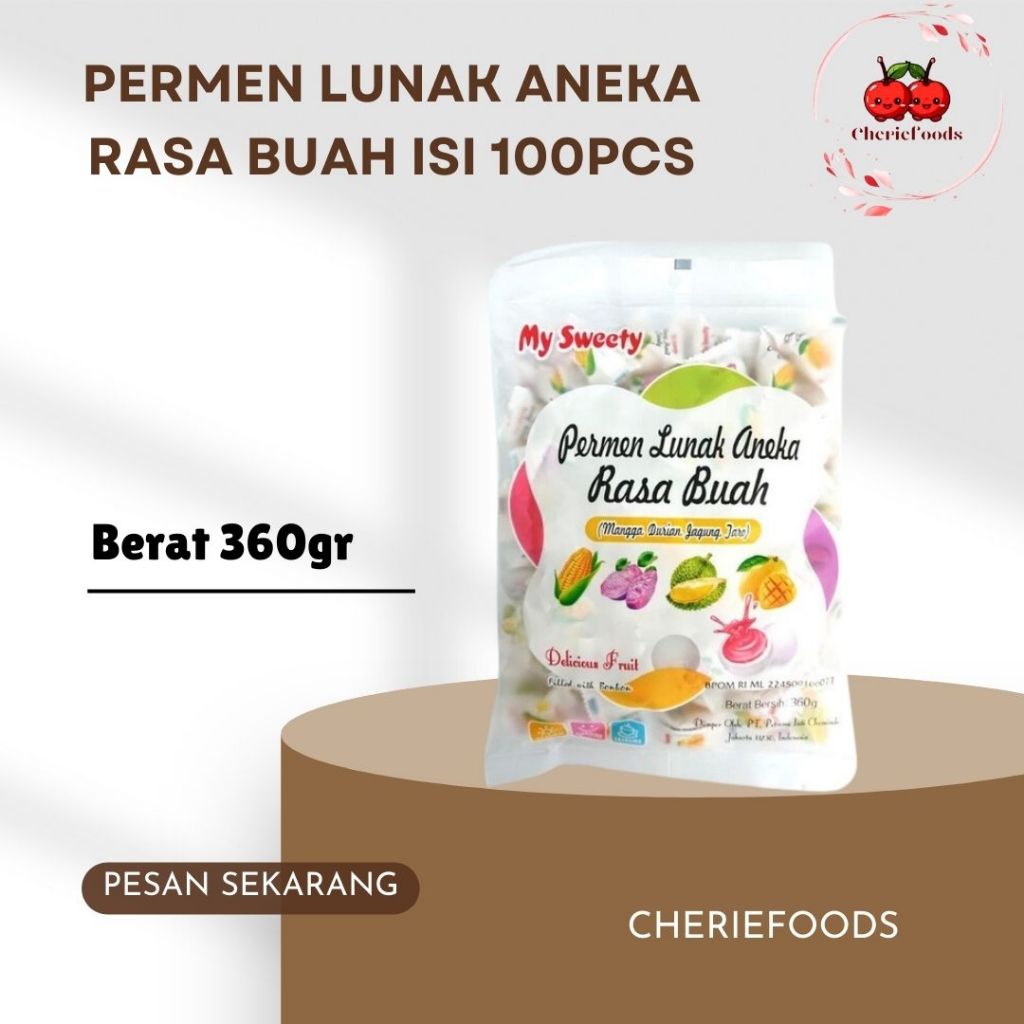 

PERMEN SUSU LUNAK ANEKA RASA BUAH 100PCS / 360G MYSWEETY