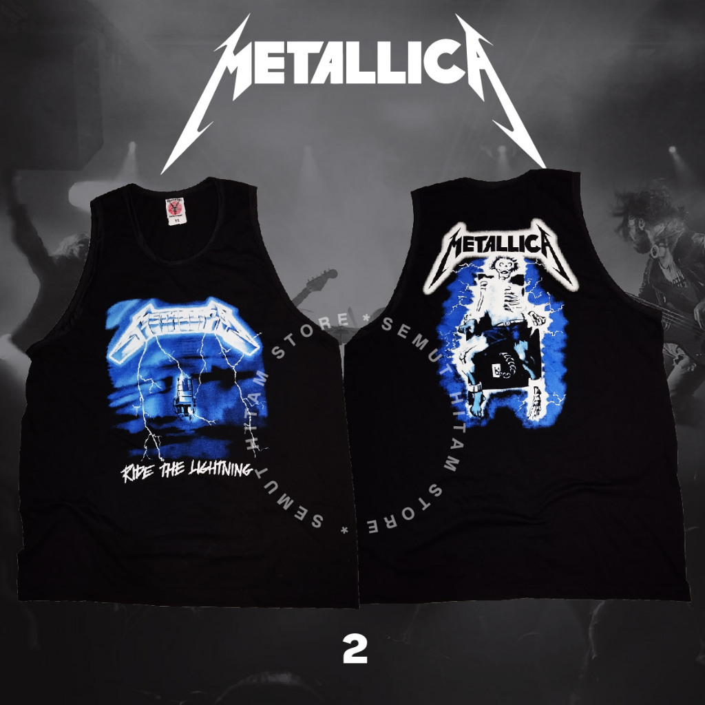 Singlet Lekbong Kutang METALLICA RIDE THE LIGHTNING Band Musik Rock Metal Prapatan Rebel Heaven Hell