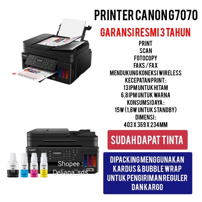 Printer Canon G7070 Print Scan Copy Fax Wifi Garansi Resmi 1 Tahun Printer Pixma Canon G7070 Printer
