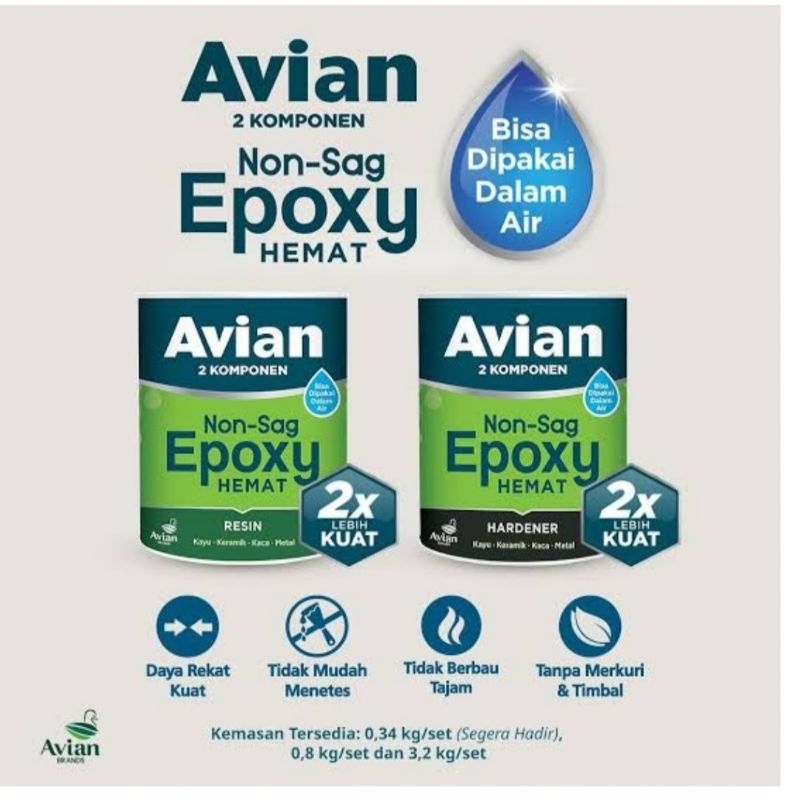 Avian non sag epoxy hemat 2 komponen 800gr, Avian Epoxy non sag