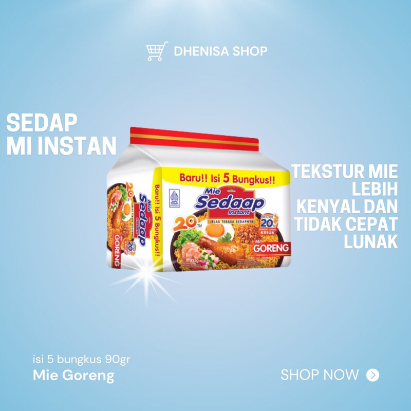 

Sedap mi instan goreng 1x5bungkus 90gr