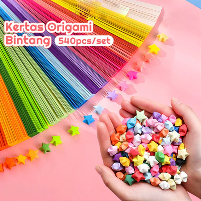

Isi 540 Kertas Origami Bintang Warna Origami Star Paper Motif Bintang COD