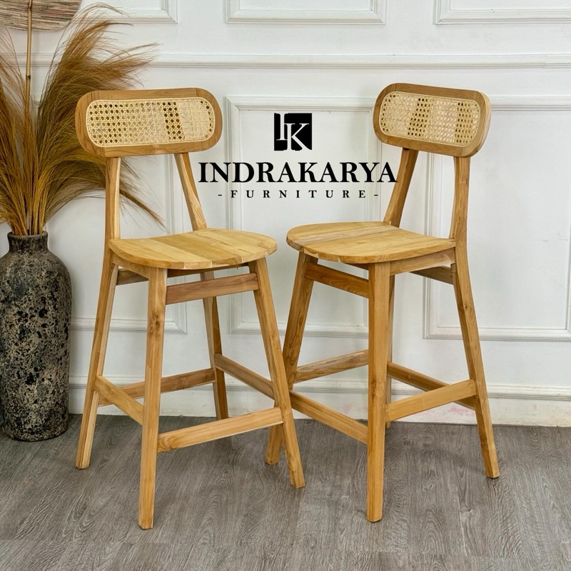 Kursi Bar Ropan Rotan Stool Bar Rotan Stool chair Rotan Kayu Jati Solid Jepara