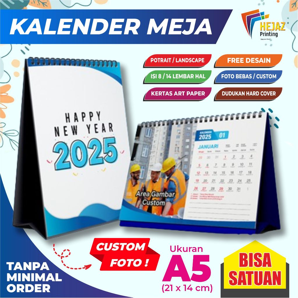 

Kalender Meja Duduk Custom Foto Tanpa Minimal Order Ukuran A5 (bisa Satuan)