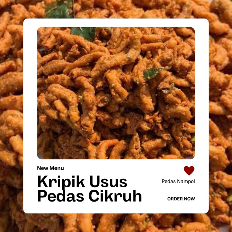 

Keripik Usus Cikruh Pedas Daun Jeruk Cemilan Bandung