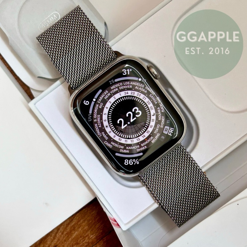 Apple Watch Series 8 45mm Silver Stainless Steel Milanese Loop Fullset Original iwatch