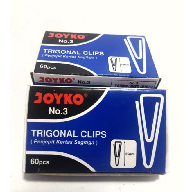 

Harga Grosir (1Dus/10Boxes/packs ) Trigonal Clip Penjepit Kertas JOYKO No.3/ GM-TC03