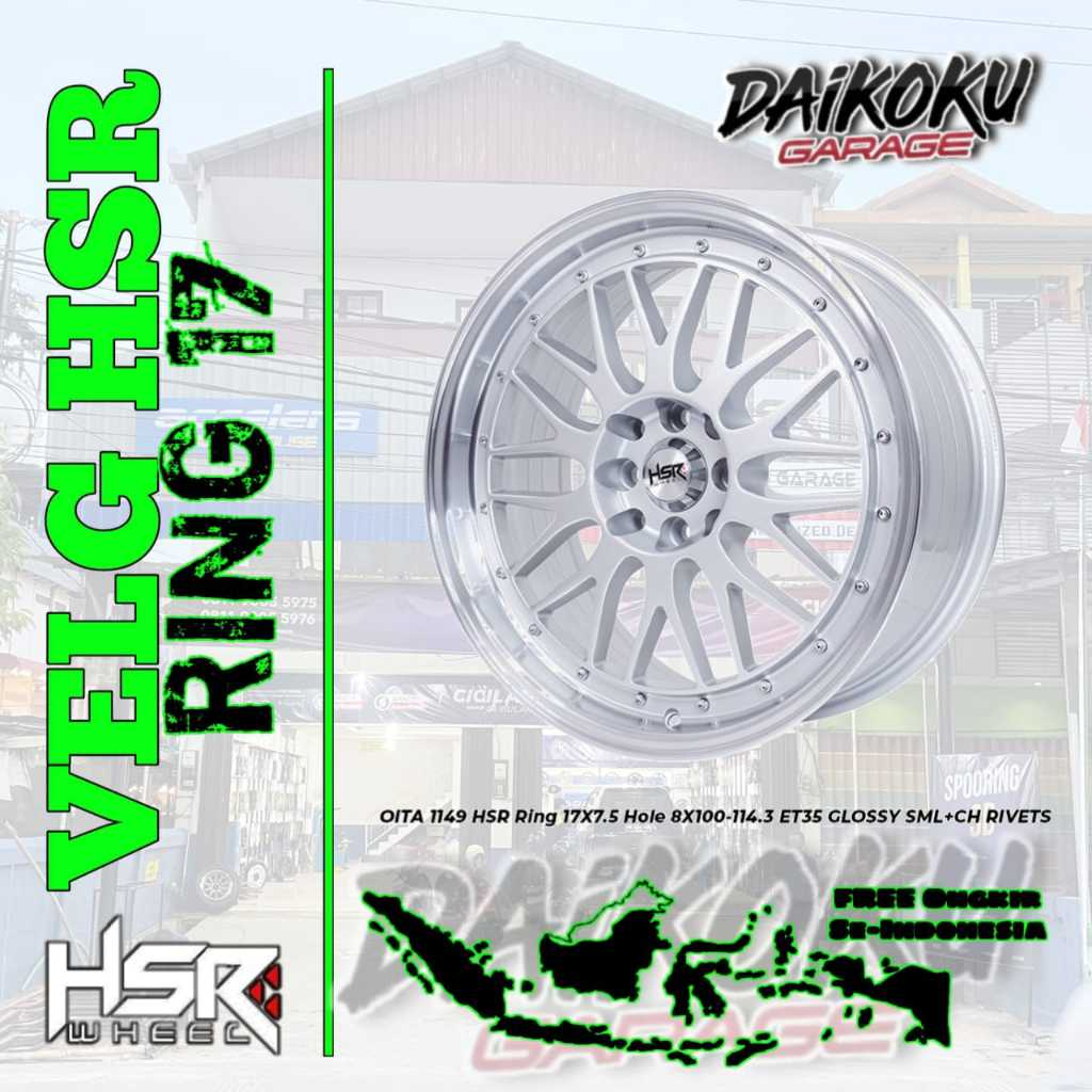 Velg Mobil Racing Hsr Ring 17 Baut 4x100/114,3 (Mobilio,Jazz,Avanza,Kijang)Velg Mobil Hsrbanjarmasin