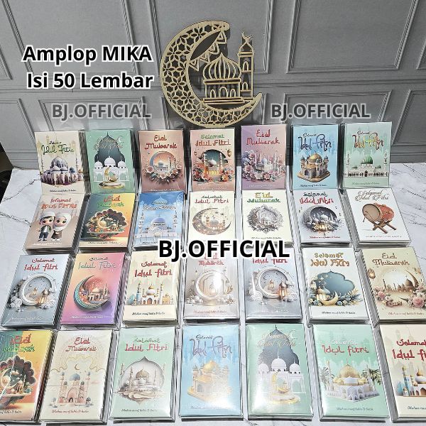 

READY AMPLOP ATAU ANGPAO IDUL FITRI TERBARU 2025 / 1 PACK MIKA ISI 50 LEMBAR / MOTIF UNIK DAN LUCU !