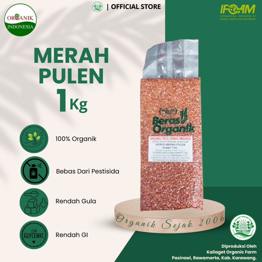 

Kaliaget Beras Organik Merah Pulen 1 Kg