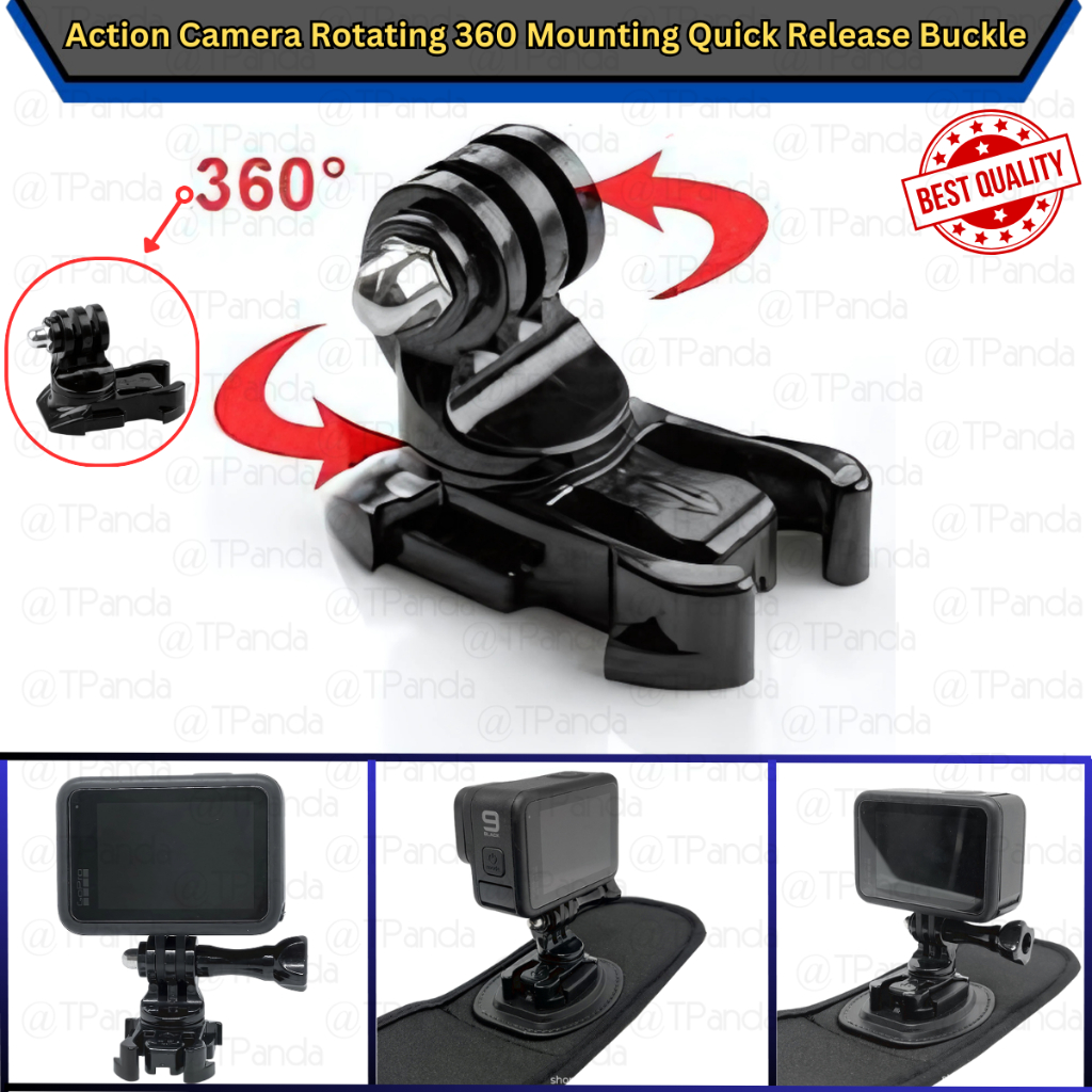360 Rotating Buckle Mounting Action Camera Quick Release Base Dudukan 360 Derajat Flat Kamera Aksi G
