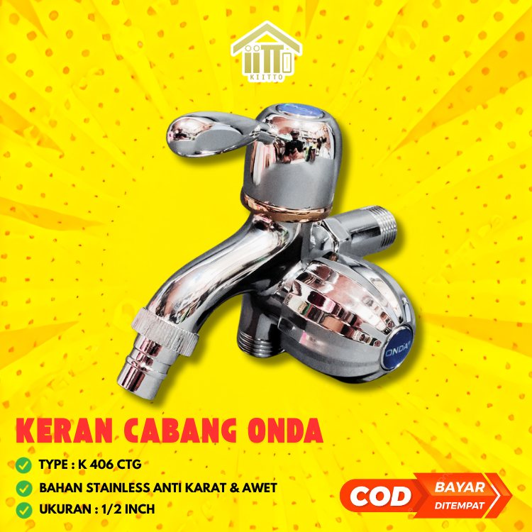 KERAN CABANG 2 STAINLESS ONDA 1/2 INCH / ONDA KRAN CABANG K 406 CTG 1/2 INCH / KRAN CABANG ONDA / KE