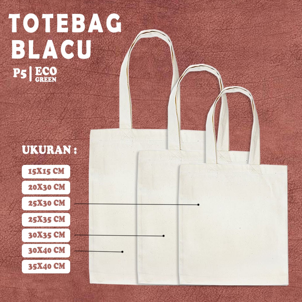 Tote Bag Polos Goodie bag Tas Ecoprint Kanvas blacu