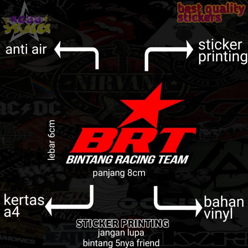 STICKER PRINTING ANTI AIR BINTANG RACING TEAM DERAGGG