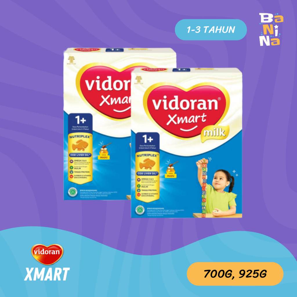 Vidoran XMart 1+ Rasa Vanila 700g, 925g Susu Formula Bayi 1-3 Tahun
