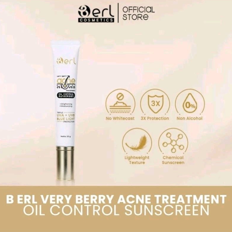 B ERL Skincare Very Berry Acne Treatment Oil Control Sunscreen Jerawat Berl Cosmetics