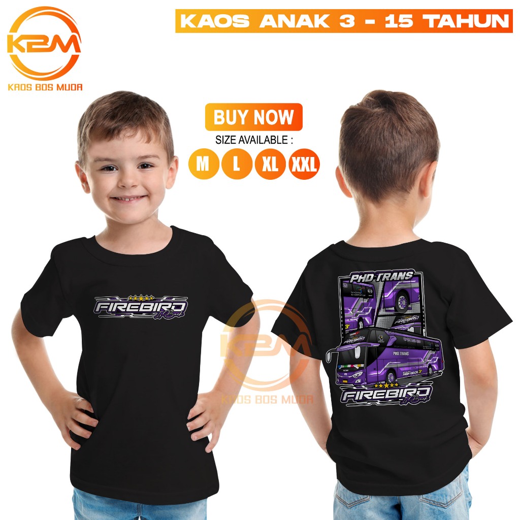Kaos Anak Distro Bus PHD Trans Firebird 3-15 Tahun