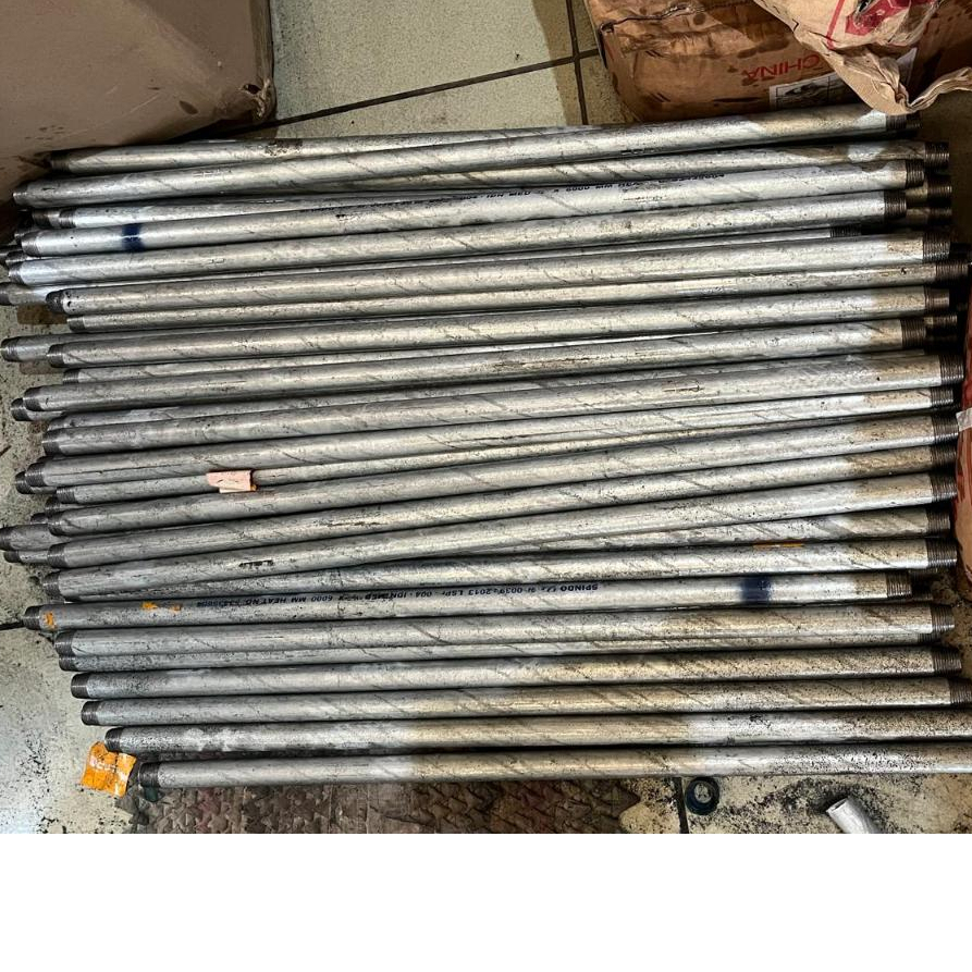 Pipa Nepel Galvanis 1/2" Inch SPINDO Pipa Besi Drat Luar 1.5 meter Senai Kanan Kiri Medium A SNI R