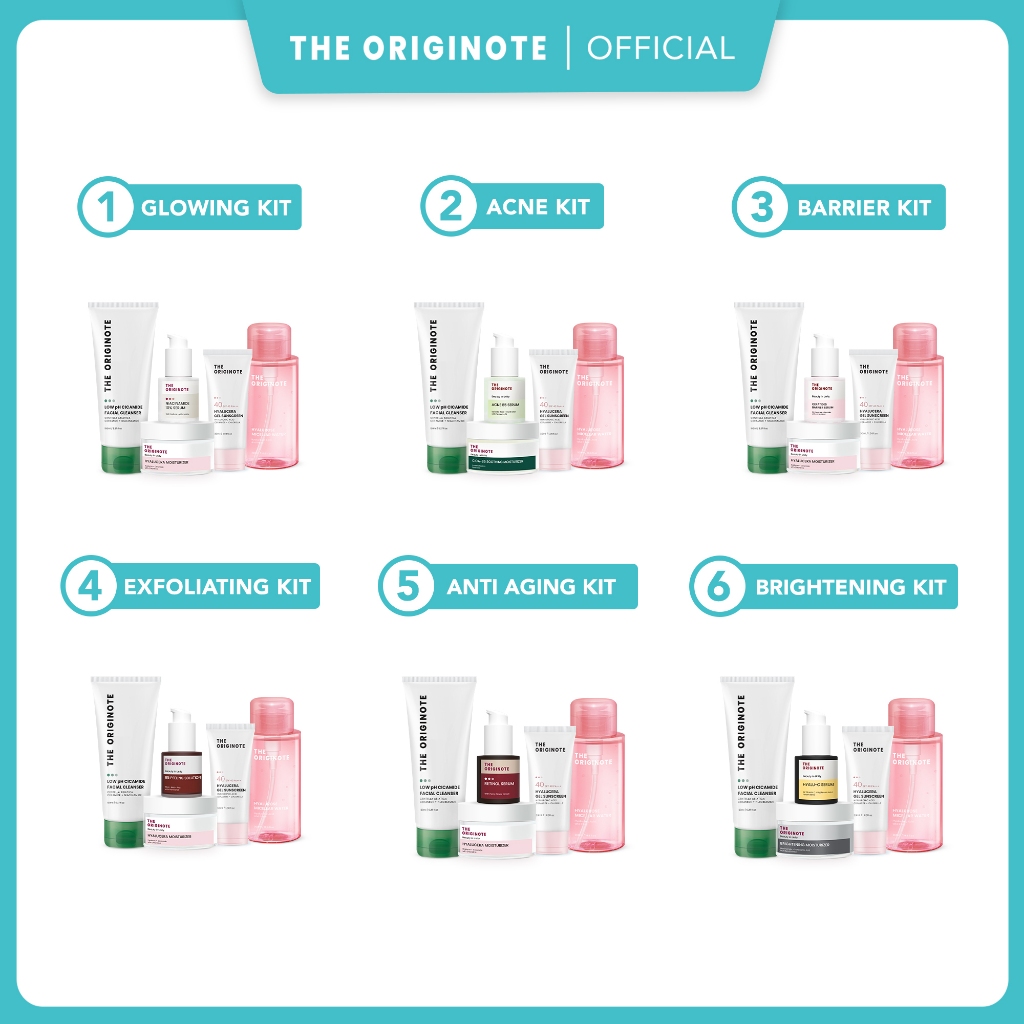 The Originote Spesial Bundle 5in1 - Facial Cleanser Serum Micellar Water Moisturizer Sunscreen Gel P