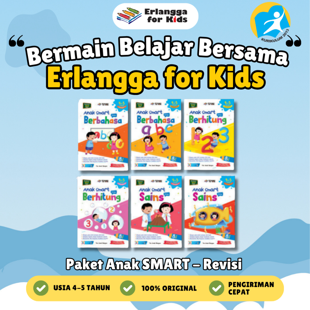 [Erlangga] Paket Paud: Anak Smart Usia 4-5 Tahun - Erlangga For Kids