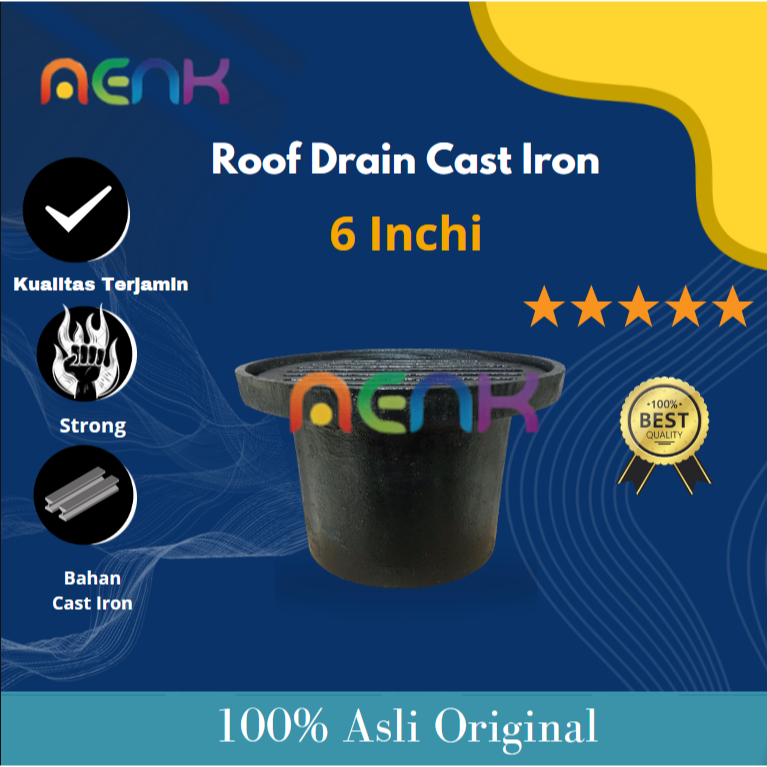 Roof Drain Cast Iron dia. 6 Inch I Saringan Deck Talang Air Cast Iron Tutup Datar